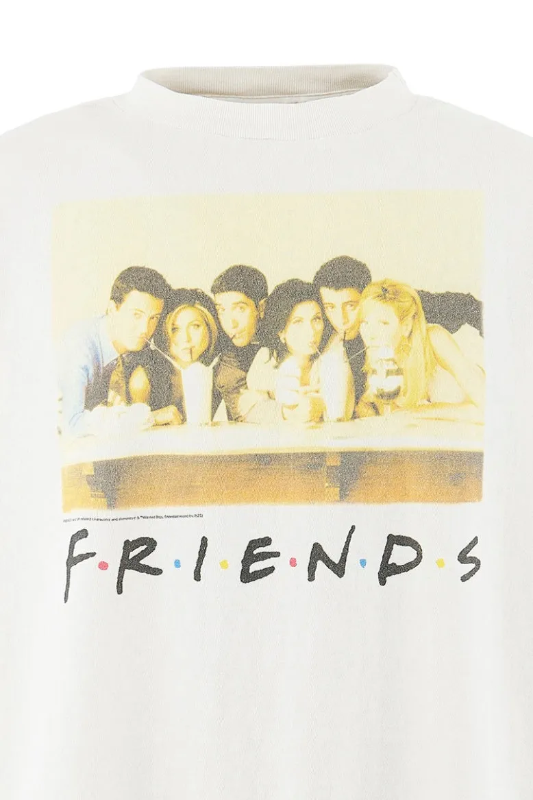 SAINT Mxxxxxx × FRIENDS FRD_SS TEE/FRIENDS/WHT American TV series Friends co-branded short-sleeves White stills TEE Beige S-XL Ready-made garments washed and distressed The top domestic printing factory God restored the correct accessories Friends co-branded wash mark Top purchasing level